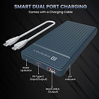 Portronics Luxcell B 10K 10000 mAh 22.5W Fast Charging Power Bank, Ultra Slim Power Bank with Mach USB-A Output, Type C PD Output