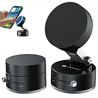 Portronics Hold X is a magnetic suction phone mount designed for easy attachment and stability. It securely holds your phone while driving, ensuring hands-free convenience and safety.