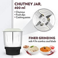 Borosil Home Star Mixer Grinder, For Wet/Dry Mixing & Grinding, 500 Watts, 3 Stainless Steel Jars(1.2 L Blending Jar, 800 ml Dry/Wet Grinder, 400 ml Chutney Jar), Mixie For Kitchen