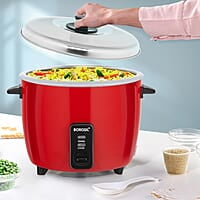 Borosil Pronto Dual 1.8 L Electric Rice Cooker with 2 Pot | 700W, Keep Warm Feature with Indicator Display, Anti Skid Rubber Feet | Cook & Boil Noodles, Rice, Upma, Idli, Dhokla | 2 Years Warranty