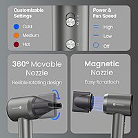 Portronics Zifro Hair Dryer – 1600W, BLDC Motor, lightweight design, fast drying, energy efficient, multiple heat settings, quiet operation, ideal for home and travel, sleek and stylish.