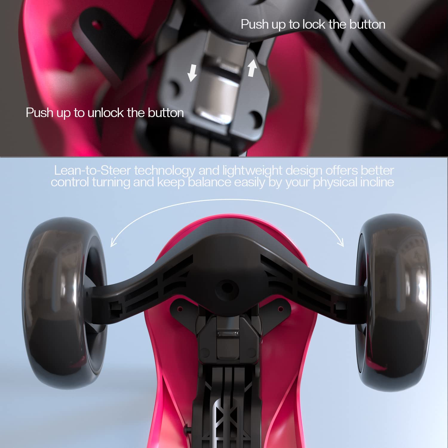 Baybee Alpha Glide Kick Scooter for Kids- Pink Baybee Alpha Glide Kick Scooter for Kids- Pink