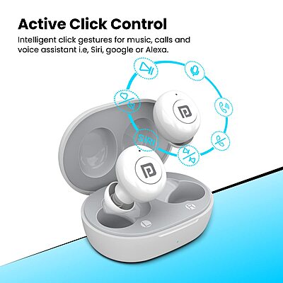 Portronics Twins S3 – TWS Earbuds, 20H Playtime, White. Enjoy seamless connectivity, superior sound quality, and a sleek design. Perfect for music lovers and on-the-go lifestyles.