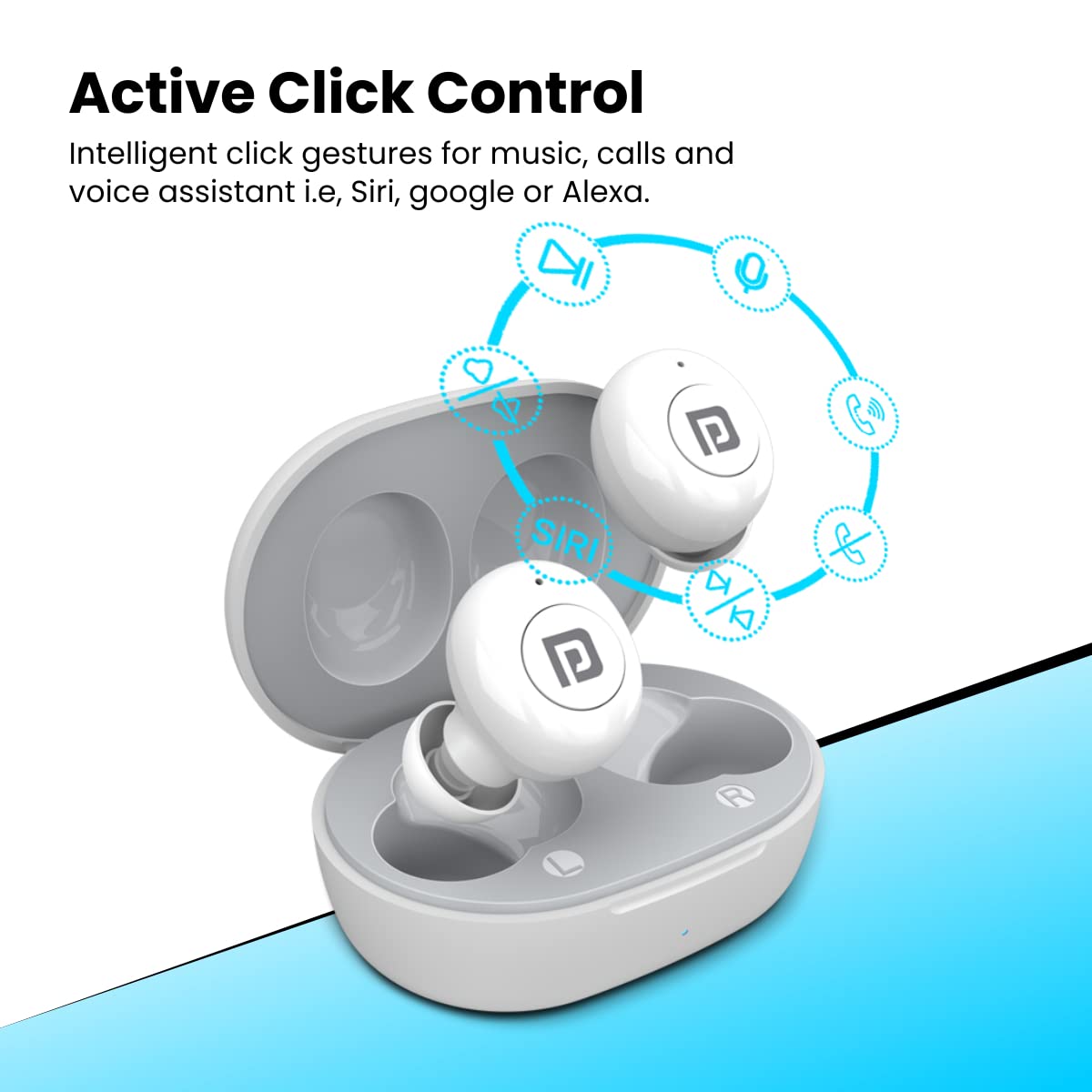 Portronics Twins S3 – TWS Earbuds, 20H Playtime, White. Enjoy seamless connectivity, superior sound quality, and a sleek design. Perfect for music lovers and on-the-go lifestyles.