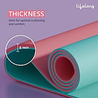 Lifelong Dual Color TPE Material Yoga Mat for Women & Men 6mm Anti-Slip Yoga Mat for Gym Workout Exercise Mat