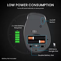 Portronics Toad 24: Wireless Mouse featuring 1611 DPI for precise tracking, USB connectivity for easy plug-and-play, ergonomic design for comfort, and a sleek finish for modern aesthetics.