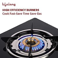 Lifelong 2 Burner Gas Stove Top for Kitchen - Automatic Ignition Cooktop Modern Glass Stove for Modular Kitchen, ISI Certified
