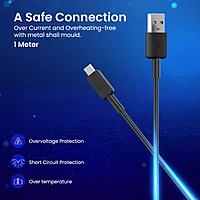 Portronics Konnect Link Micro USB Cable – 3A Fast Charging & 480 Mbps Data | 1M | Black