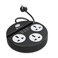Portronics Power Plate 5 1500W Power Converter with USB Charger & Mobile Holder 3AC Socket + 3USB Ports, 1.5 m Cord Length