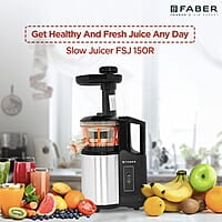 Faber Cold Press Slow Juicer, FSJ 150 R,with Powerful 150 watt motor, Black