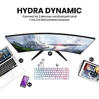 Portronics Hydra 10 Mechanical Wireless Gaming Keyboard with Bluetooth 5.0 + 2.4 GHz, RGB Lights 16.8 Million Colors, Type C Charging, Compatible with PCs, Smartphones and Tablets