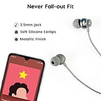 Ambrane Stringz 38 Wired Earphones with Mic, Powerful HD Sound with High Bass, Tangle Free Cable, Comfort in-Ear Fit, 3.5mm