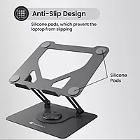 Portronics K11 Laptop Stand – Black, Metal & 360° Adjustable