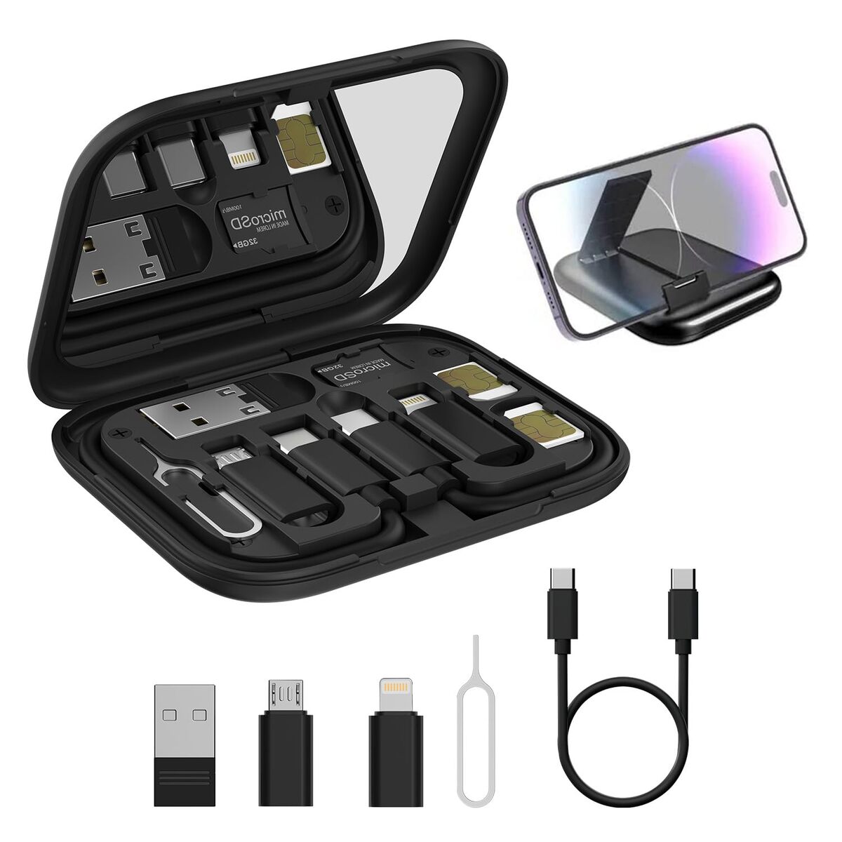Portronics Snapcase – 60W Fast Charging Cable Kit, All-in-One, features durable design, multiple connectors, and rapid charging capabilities, perfect for all your devices on the go.