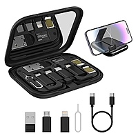 Portronics Snapcase 60W Multifunctional Fast Charging Data Cable Kit, Conversion Set USB A & Type C to Male Micro/Type C/Lightning,Data Transfer,Sim Storage,Sim Eject Pin,Pocket Mirror,Phone Holder Portronics Snapcase 60W Multifunctional Fast Charging Data Cable Kit, Conversion Set USB A & Type C to Male Micro/Type C/Lightning,Data Transfer,Sim Storage,Sim Eject Pin,Pocket Mirror,Phone Holder