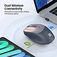 Portronics Toad 7 Wireless Mouse – 3200 DPI, Grey. Ergonomic design, smooth tracking, and long battery life. Perfect for home or office use. Connects via USB receiver for hassle-free operation.