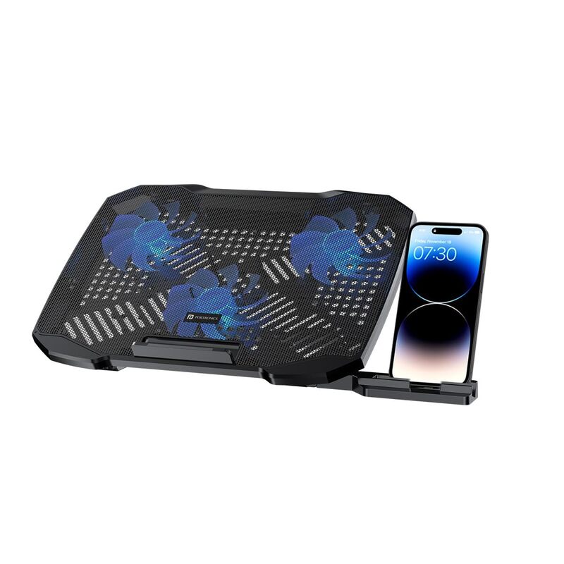 Portronics My Buddy AIR 4 Laptop Stand – Multi-Level | RGB Lighting | Cooling Fan | Black