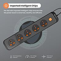 Portronics Power Plate 13 – 5 Sockets, 2M Cord, 1500W, Surge Protection, Compact Design, Ideal for Home & Office, Overload Protection, Durable Build, Easy to Use, Perfect for Multiple Devices.