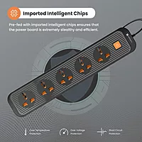 Portronics Power Plate 13 – 5 Sockets, 2M Cord, 1500W, Surge Protection, Compact Design, Ideal for Home & Office, Overload Protection, Durable Build, Easy to Use, Perfect for Multiple Devices.