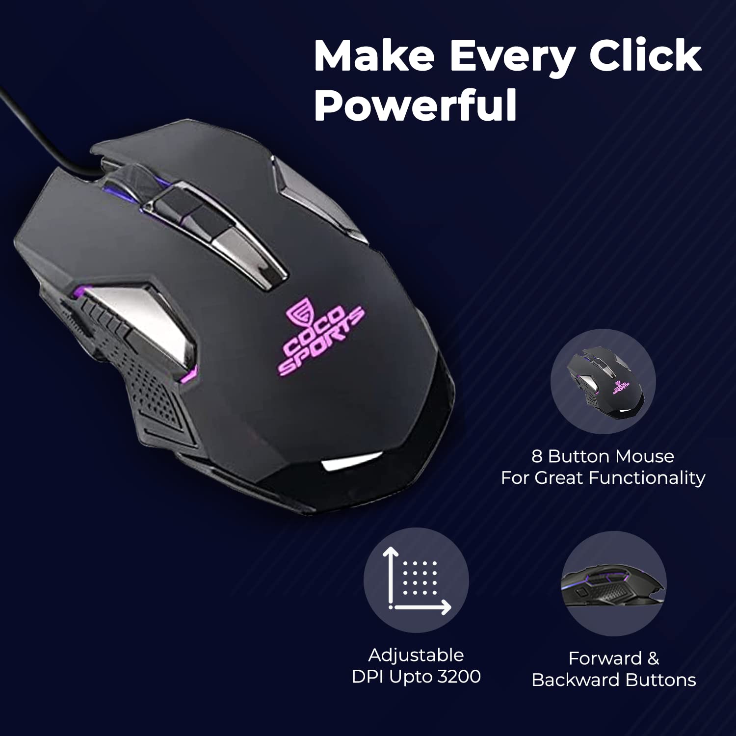 Coconut Force Gaming Combo (Black, RGB, 26 Anti-Ghosting Keys, Ergonomic Design, RGB Backlit Mouse, 1 Year Warranty)