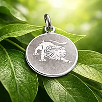925 Sterling Silver Leo Zodiac Pendant for Men & Women | Astrology Lion Charm Necklace | Round Engraved Horoscope Jewelry