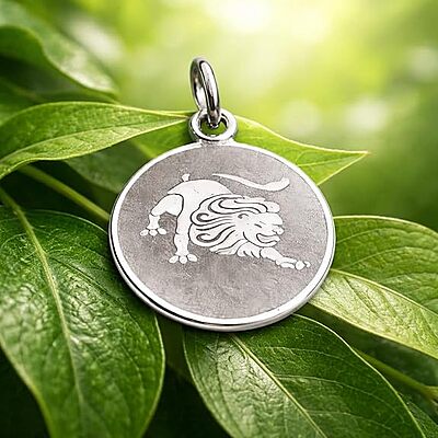 925 Sterling Silver Leo Zodiac Pendant for Men & Women | Astrology Lion Charm Necklace | Round Engraved Horoscope Jewelry