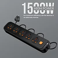 Portronics Power Plate 13 – 5 Sockets, 2M Cord, 1500W, Surge Protection, Compact Design, Ideal for Home & Office, Overload Protection, Durable Build, Easy to Use, Perfect for Multiple Devices.