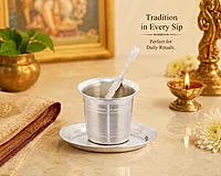 Sterling Silver Pancha Pathiram Set with Plate | Panchapatra & Uddharani Pooja Set