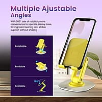Portronics Mobot III 360° Rotatable & Foldable Mobile Phone Holder With Stable Metallic base,Adjustable Height