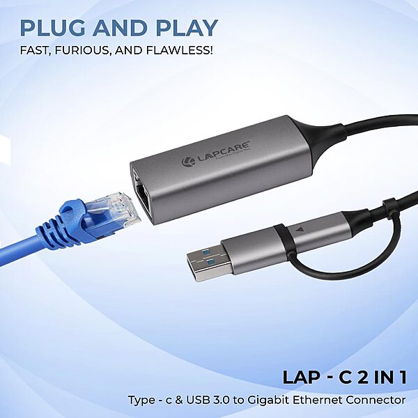 Lapcare LC-123 Ethernet Adapter—perfect for laptops and PCs needing reliable wired LAN connectivity.