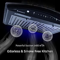 Wonderchef Ruby Curve Flora 90 cm Auto Clean Wall Mounted Chimney (Black 1200 CMH)
