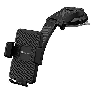 Portronics Clamp M5 Car Phone Holder – Grip Rotation | Strong Hold  | Black | 1 Year Warranty