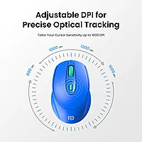 Portronics Toad 31 Wireless Mouse – 2.4GHz Connectivity | USB Receiver | 10m Working Distance | Ergonomic Design | Adjustable DPI | Auto Power Saving | Laptop & PC Compatible | Blue
