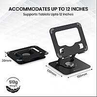 Portronics My Buddy A1 Metal Tablet Stand – 360° Rotation  | Grey | 1 Year Warranty