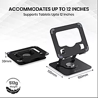 Portronics My Buddy A1 Metal Tablet Stand – 360° Rotation | Grey | 1 Year Warranty
