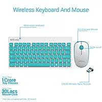 Portronics Key 2 Wireless Keyboard & Mouse Combo – White & Blue | Reliable Wireless Combo |