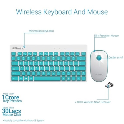 Portronics Key2-A Combo of Multimedia Wireless Keyboard & Mouse, Compact Light-Weight for PCs, Laptops and Smart TV, Black Portronics Key2-A Combo of Multimedia Wireless Keyboard & Mouse, Compact Light-Weight for PCs, Laptops and Smart TV, Black