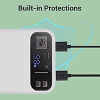 ZEBRONICS MB10000S13 Power Bank, 10000 mAh, Rapid Charge, 22.5W Output, Dual USB Output, PD 3.0 Type C, Built in Protections, Percentage Indicator, Made in India