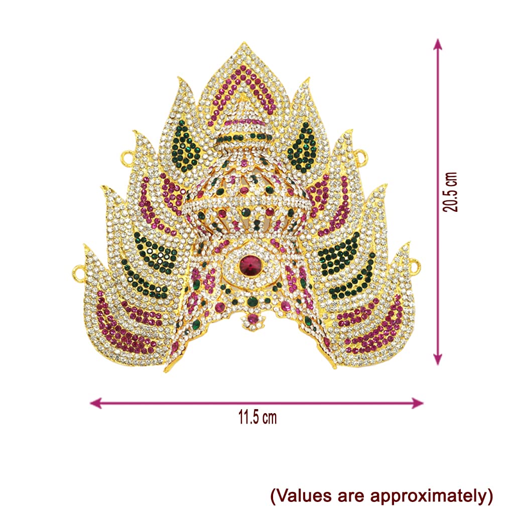 God Ornament Amman Face/Mugam with Lotus Attigai and Kali Crown, Kireedom