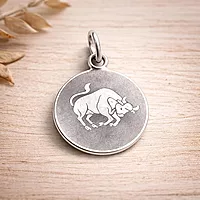 925 Sterling Silver Taurus Zodiac Pendant for Men & Women | Bull Astrology Charm Necklace | Round Engraved Horoscope Jewelry