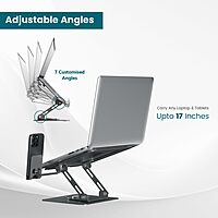 Portronics My Buddy K9 Pro Laptop Stand – Metal Build | 360° Rotatable | Black | 1 Year Warranty