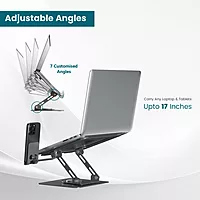 Portronics My Buddy K9 Pro Laptop Stand – Metal Build | 360° Rotatable | Black | 1 Year Warranty