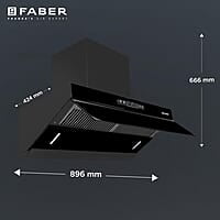 Faber 90cm 1500m³/hr Autoclean Kitchen Chimney Digital Display Filterless Slant Body T-Shape Panel Touch+Gesture