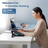 Lapcare ChillMate DCX‑A101 is a lightweight (300g) laptop cooling stand with dual 125mm ultra-quiet fans (1000 RPM), USB-powered, fits laptops up to 15.6".