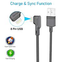 Portronics POR 1080 Konnect L USB-A to Lightning Cable – 3A | Nylon Braided | L-Shape | 1.2m Grey