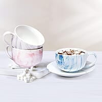 Treo by Milton Marble Cup and Saucer Set of 12, Marble Brown