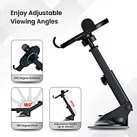 Portronics Clamp M3 Car Mobile Holder – Adjustable | 360° Rotation | Black | 1 Year Warranty