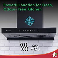 Wonderchef Ruby Sleek 90cm Chimney Powerful Suction of 1400m3/hr Auto Clean Function Oil Collector Low Noise