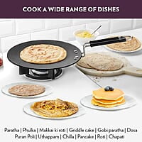 Borosil Granito Non-Stick Concave Tawa, Induction Friendly, Granite Finish, PFOA-Free, 28 cm Diameter, Black