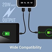 ZEBRONICS MW60 Power Bank, 10000 mAh, Rapid Charge, 20W Output, Outputs - Dual USB | Dual Type C | Lightning, Type C PD, LED Indicator, Built in I/O Cables